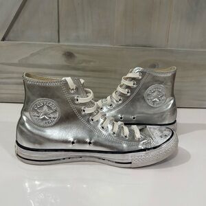 Converse All-Star Metallic Silver High-Tops Womens